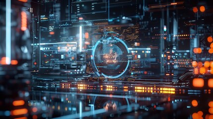 Obraz premium Quantum computer concept with CPU Processor quantum qubit intelligent computing technology