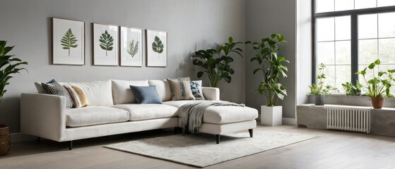 Modern Living Room with Minimalist Decor and Cozy Sofa
