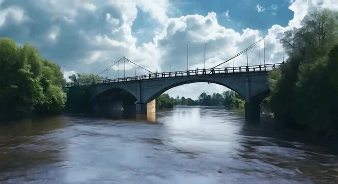 Atcham Bridge over River Severn in Flood