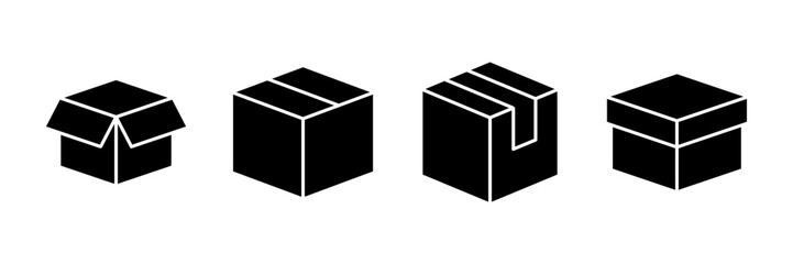 Box icon vector isolated on white background. Cardboard box, packaging open. Box vector icon