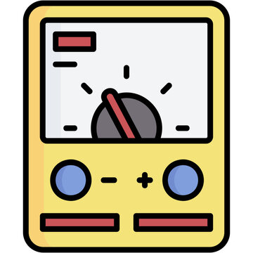 yellow multimeter with dial and buttons clip art preview