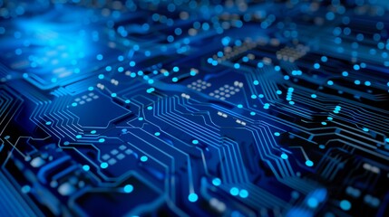 集積回路 半導体 サイバー コンピュータ IT 基板 青, generative ai