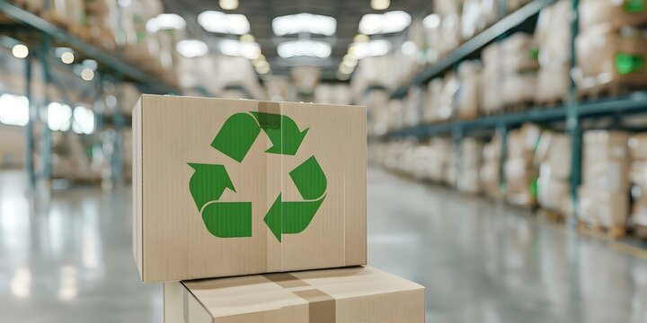 Sustainable recycling center in logistics hub prioritizing ecofriendly operations. Concept Eco-friendly Operations, Recycling Center, Sustainable Logistics, Green Practices, Waste Management