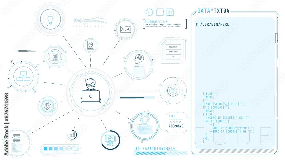 Sticker infographics about it professional and programming, animated on alpha channel.