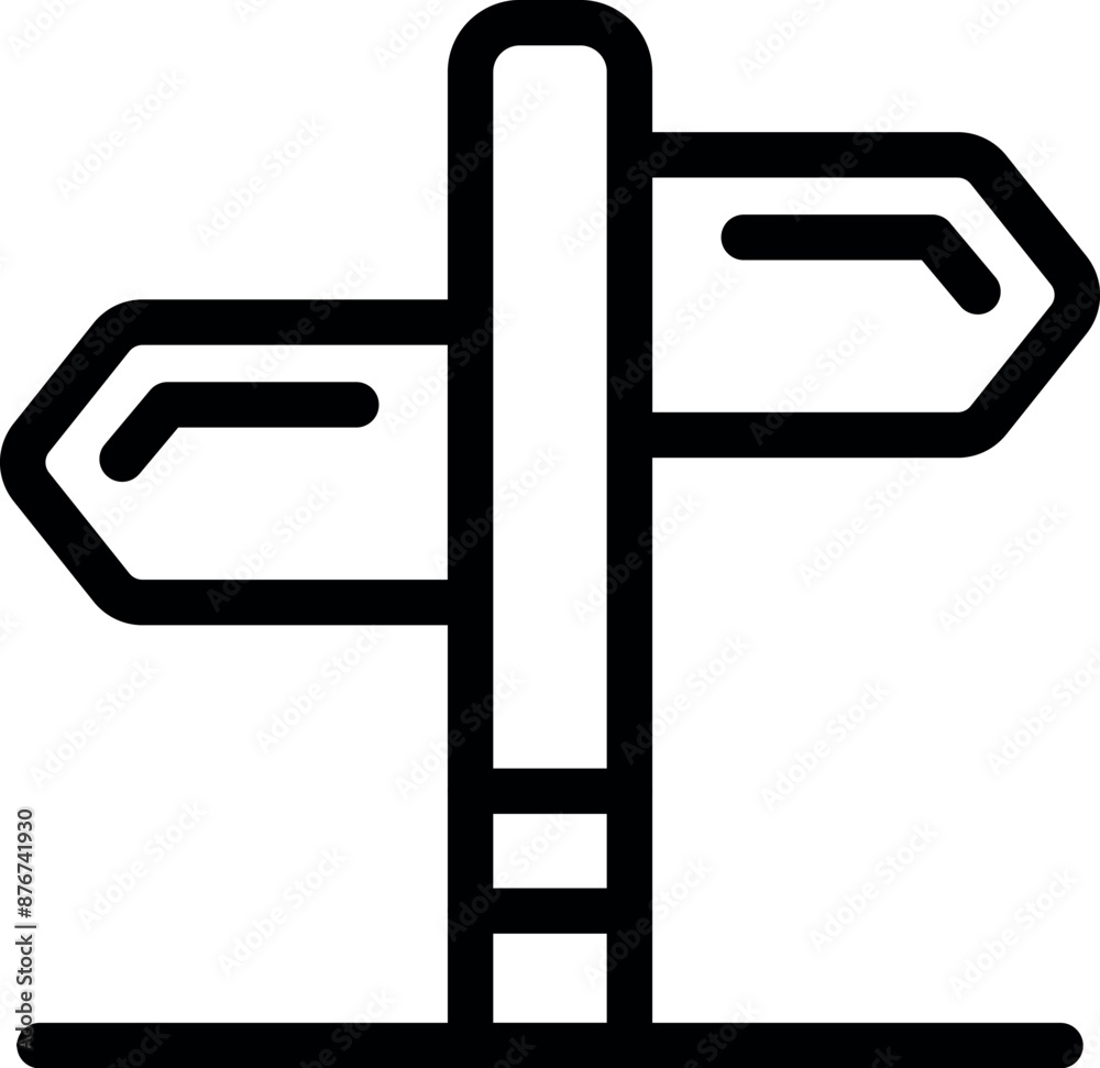 Poster simple line icon of a direction signpost pointing in different directions