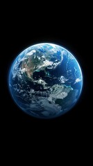 Background of earth from space with a blue sky and stars. 