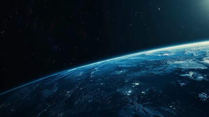 Fototapeta premium Background of earth from space with a blue sky and stars. 