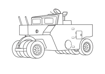 vector drawing vibratory soil compactor road works asphalting