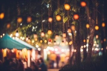 Obraz premium generated illustration blur image of night festival on street blurred background