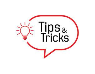 tips and tricks sign on white background