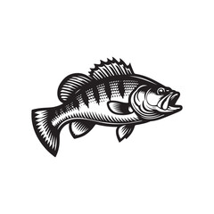 big bass fish vector silhouette logo design style template 