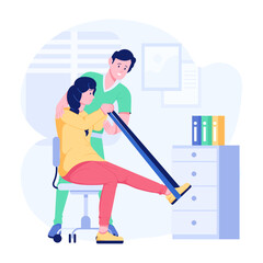 A flat character illustration depicting physiotherapy 