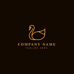 swan logo design vector icon illustration on black background, swan logo template