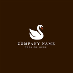 swan logo design vector icon illustration on black background, swan logo template