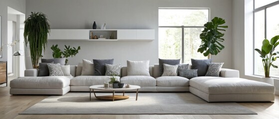 Modern Living Room with Minimalist Decor and Cozy Sofa