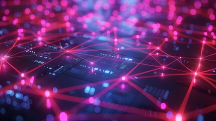 Futuristic Holographic Network with Vibrant Aesthetic in 3D Render