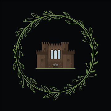 recommend clip art: castle floral building green illustration