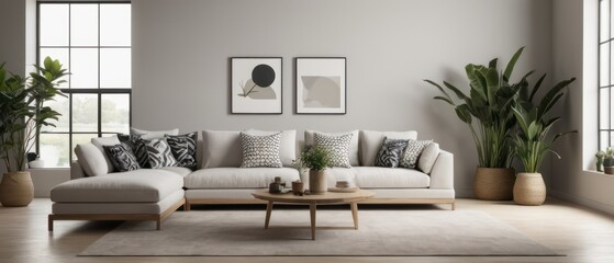 Modern Living Room with Minimalist Decor and Cozy Sofa