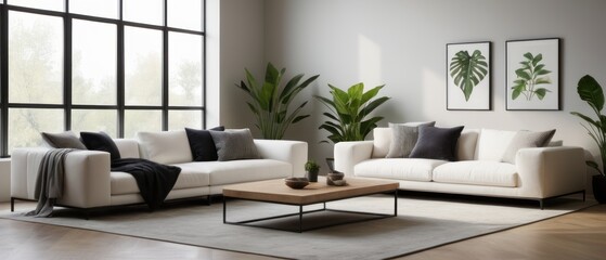 Modern Living Room with Minimalist Decor and Cozy Sofa
