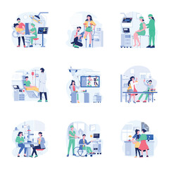 Bundle of 09 Medical Care Flat Illustrations 
