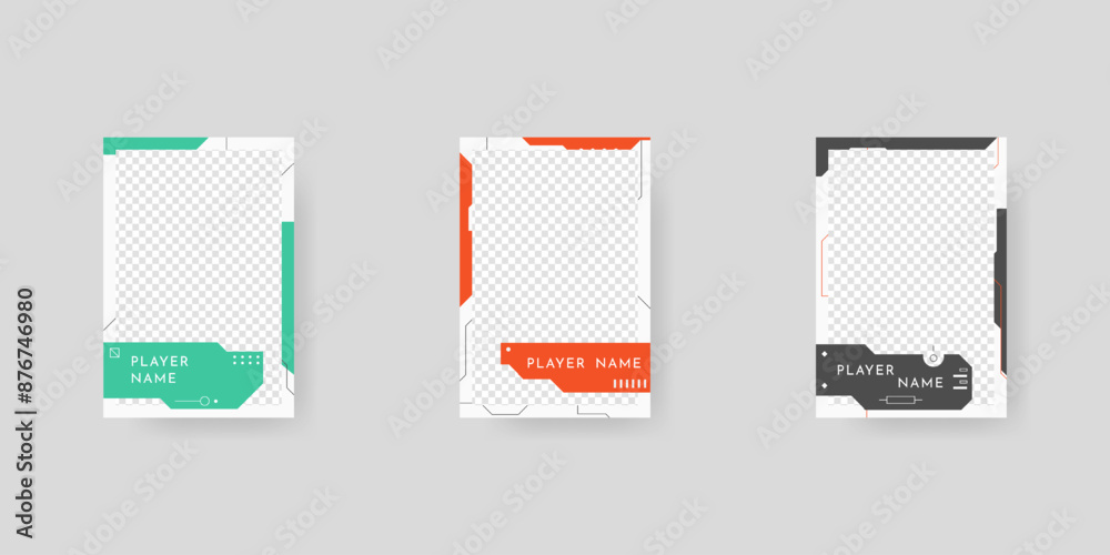 Wall mural collection of player frames template. game card frame template design.