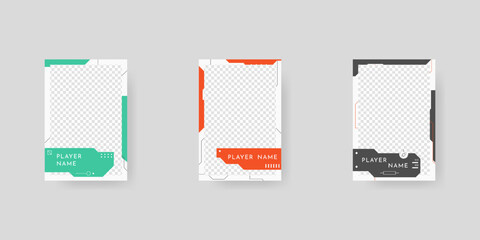Collection of player frames template. Game card frame template design.