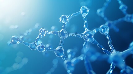 Molecule structure icon form lines and triangles point connecting network on blue background