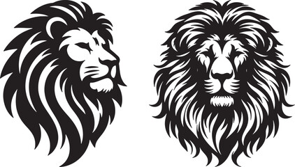 Fototapeta premium Lion Head Silhouette Vector Icon Illustration.