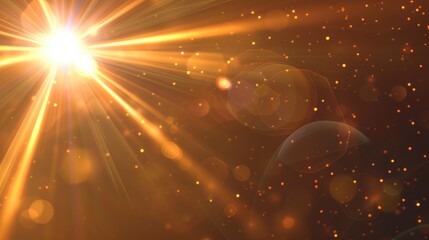 The lens flare effect adds a dynamic visual element to the design.