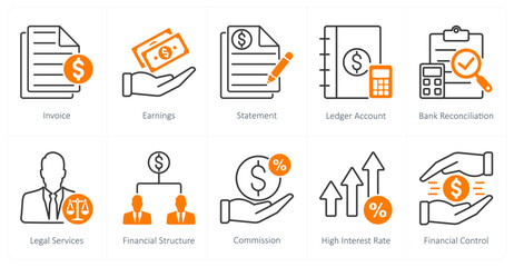 A set of 10 Accounting icons as invoice, earnings, statement