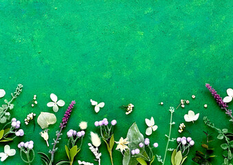 ボタニカル素材とグリーンのバックボード