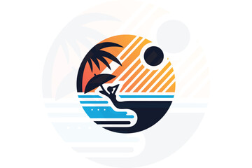 surfing brand logo design template