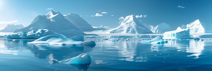 Glaciers and the icebergs of Antarctica from the very south of the Earth.