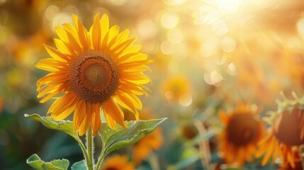 Obraz premium A single yellow sunflower is the main focus of the image
