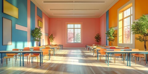 Employ a light and airy style that emphasizes the positive and uplifting atmosphere of the school environment