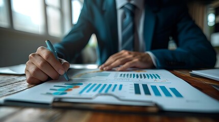 Risk assessment in investments, investor reviewing risk reports, strategic planning, financial graphs, high-resolution