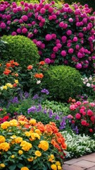 A Vibrant Garden of Diverse Blooms, A Spectrum of Lush and Colorful Flora