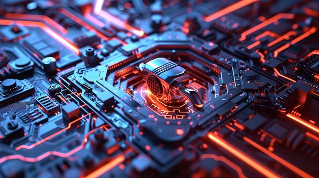 Sci-fi analytical indicators on a background Complexity graphs and analytical diagrams in technology background Bright neon dark