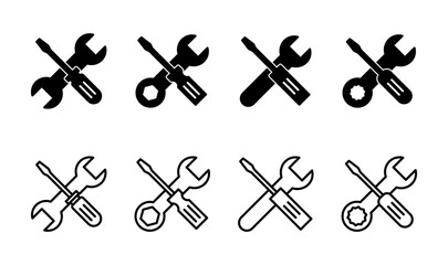 Repair tools icon set. tool icon vector. setting icon vector. Wrench and screwdriver. support, Service