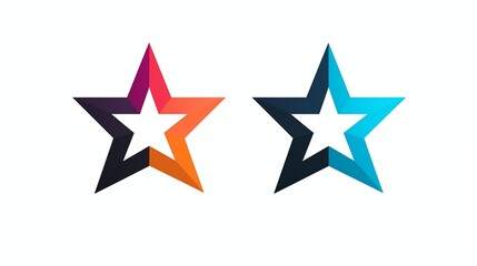 Fototapeta premium Modern star logos with contrasting colors in geometric designs