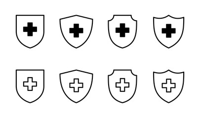 Health insurance icon set. Insurance health document icon