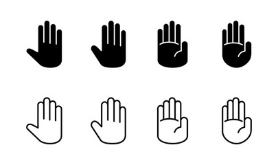 Hand icon set. hand vector icon, palm,click