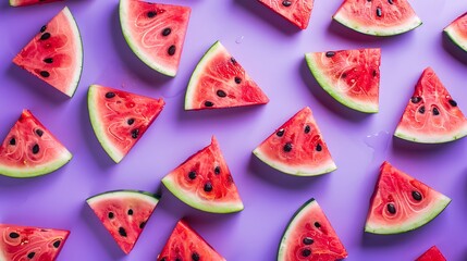 Watermelon candy on purple background