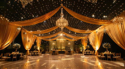 An Elegant and Glamorous Event Venue Decorated with Luxurious Design Elements