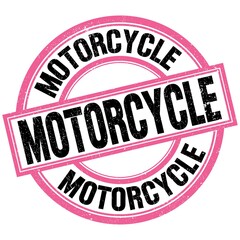 MOTORCYCLE text on pink-black round stamp sign