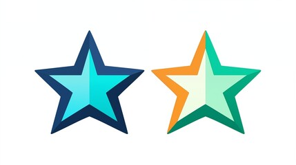 Obraz premium Colorful Gradient Star Icons Featuring Blue and Orange-Green Designs