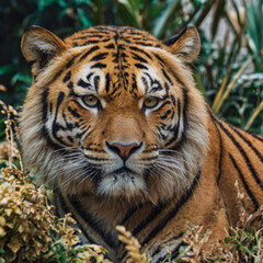 Obraz premium tiger in the wild,portrait of a tiger, bengal tiger face close up, tiger in the zoo,