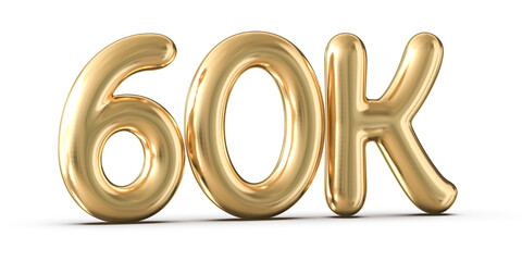 60k Followers Gold Number 3D Render