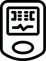 Black outline style icon representing a medical device showing heartbeat on screen
