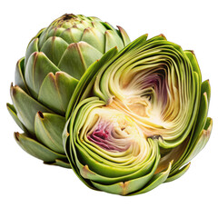 Fototapeta premium Sliced artichoke isolated on transparent background